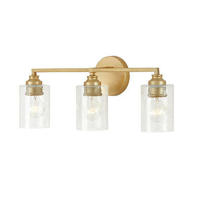 Milan 3-Light Vanity – Vibrant Gold Leaf with Clear Seeded Glass