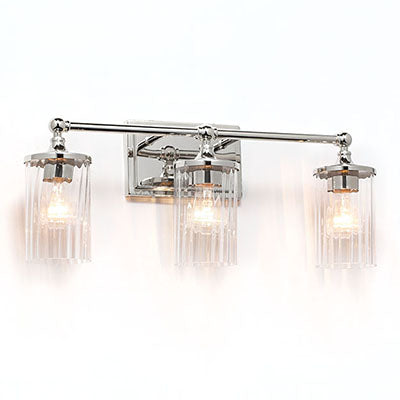 Camden 3-Light Vanity – Polished Nickel with Ribbed Glass Shades