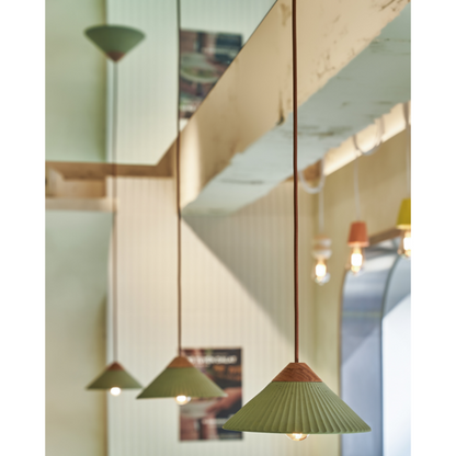 Euri Lighting Summit Mountain 10" Pendant Light – Olive Green Concrete & Wood