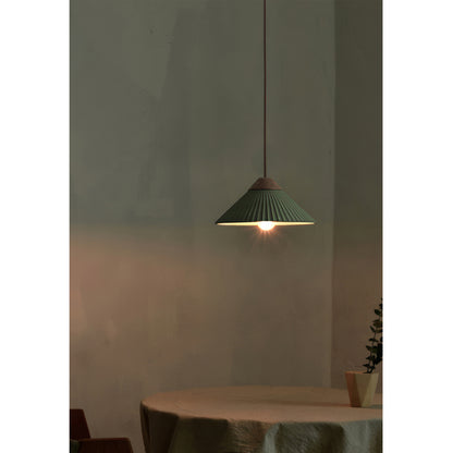 Euri Lighting Summit Mountain 10" Pendant Light – Olive Green Concrete & Wood
