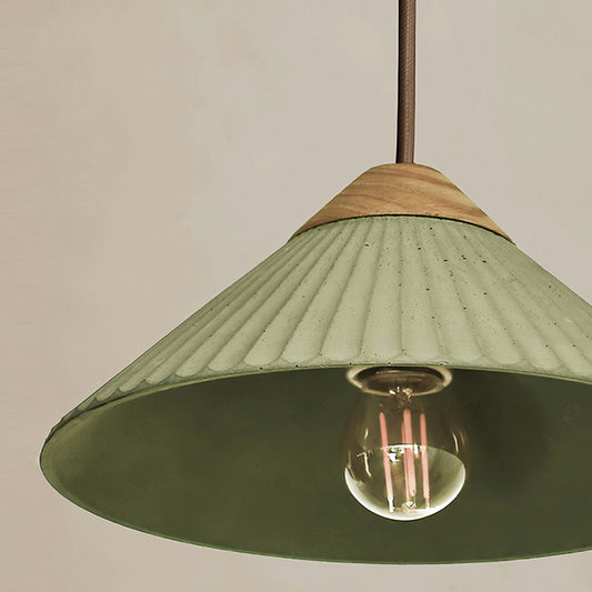 Euri Lighting Summit Mountain 10" Pendant Light – Olive Green Concrete & Wood