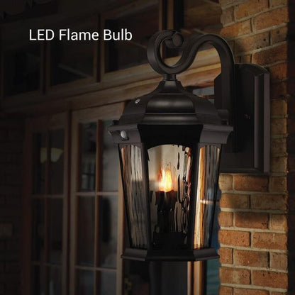 Euri Lighting 14.5 in. LED Outdoor Flame Lantern Wall Sconce