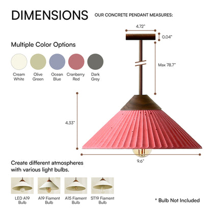 Euri Lighting Summit Mountain 10" Artisan Concrete Pendant – Red Finish (EIN-HL4CR-1100)