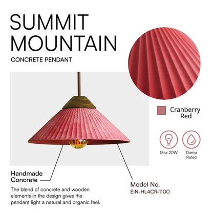 Euri Lighting Summit Mountain 10" Artisan Concrete Pendant – Red Finish (EIN-HL4CR-1100)