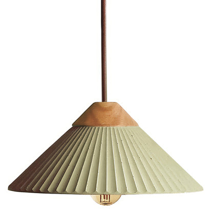 Euri Lighting Summit Mountain 10" Pendant Light – Olive Green Concrete & Wood