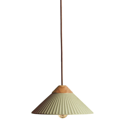 Euri Lighting Summit Mountain 10" Pendant Light – Olive Green Concrete & Wood