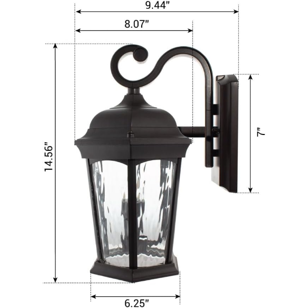 Euri Lighting 14.5 in. LED Outdoor Flame Lantern Wall Sconce