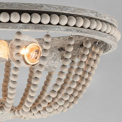 Kayla 3-Light Semi-Flush Mount – Mystic Sand with Hand-Painted Wood Beads