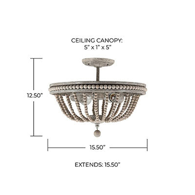 Kayla 3-Light Semi-Flush Mount – Mystic Sand with Hand-Painted Wood Beads