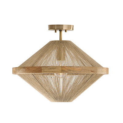 Maya Closed Dual Mount Pendant Wood and Brass