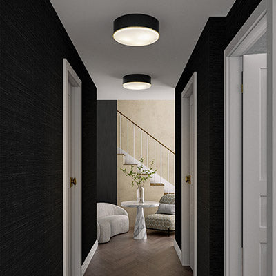 Capital Lighting — Carlton 3-Light Semi Flush Mount – Matte Black & Matte Brass with Soft White Glass