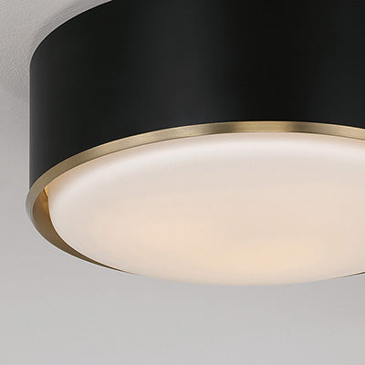 Capital Lighting — Carlton 3-Light Semi Flush Mount – Matte Black & Matte Brass with Soft White Glass