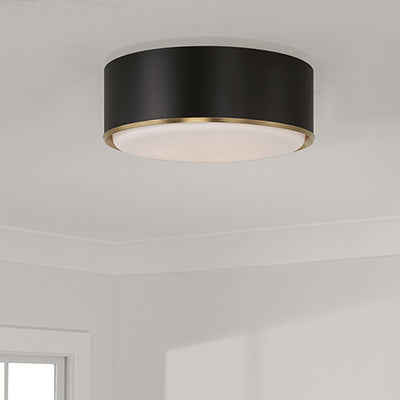 Capital Lighting — Carlton 3-Light Semi Flush Mount – Matte Black & Matte Brass with Soft White Glass