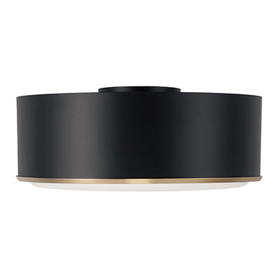 Capital Lighting — Carlton 3-Light Semi Flush Mount – Matte Black & Matte Brass with Soft White Glass
