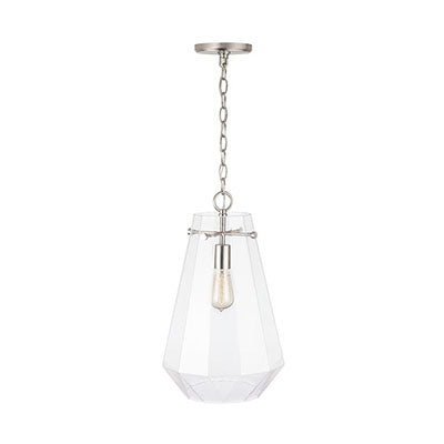 Lee Pendant – Crystal-Inspired Teardrop Glass with Brushed Nickel Finish