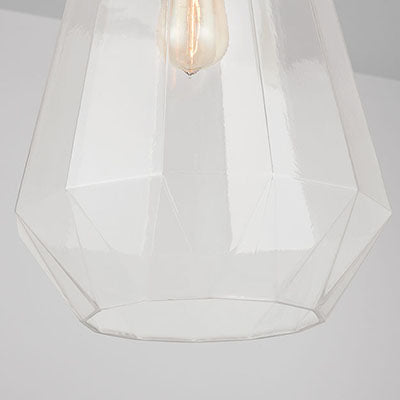 Lee Pendant – Crystal-Inspired Teardrop Glass with Brushed Nickel Finish