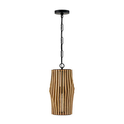 Archer Small Pendant – Handcrafted Mango Wood and Matte Black Finish