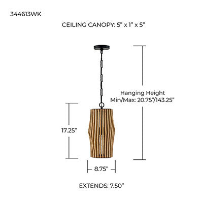 Archer Small Pendant – Handcrafted Mango Wood and Matte Black Finish