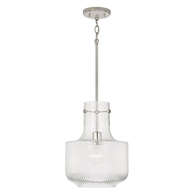 Nyla Pendant – Fluted Glass Tulip Silhouette in Polished Nickel
