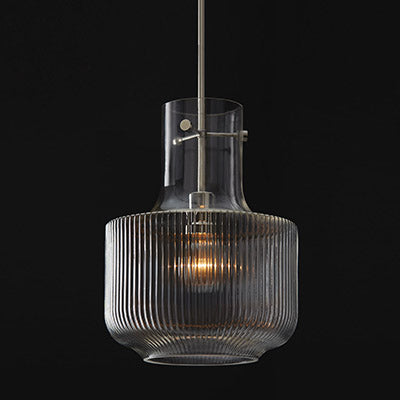 Nyla Pendant – Fluted Glass Tulip Silhouette in Polished Nickel