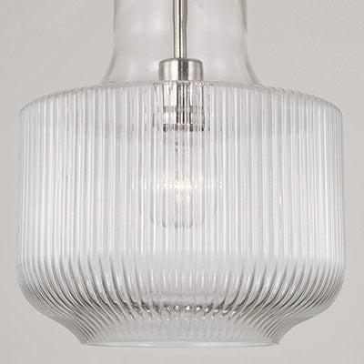 Nyla Pendant – Fluted Glass Tulip Silhouette in Polished Nickel