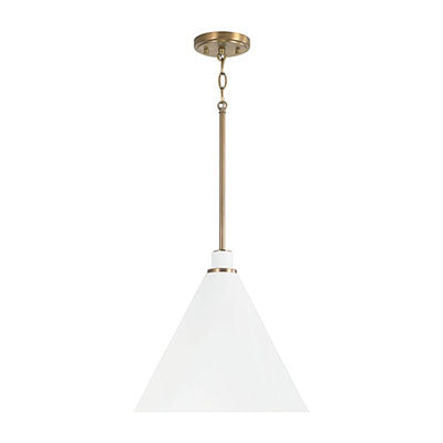 Bradley Pendant – Aged Brass & Matte White Metal Shade