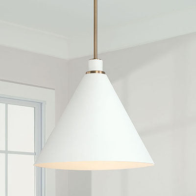 Bradley Pendant – Aged Brass & Matte White Metal Shade