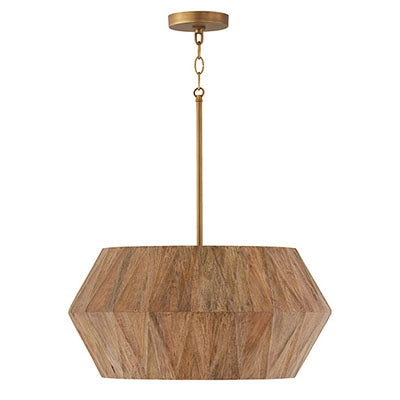 Nadeau Pendant – Handcrafted Mango Wood with Patinaed Brass Accents