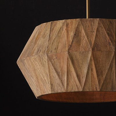 Nadeau Pendant – Handcrafted Mango Wood with Patinaed Brass Accents