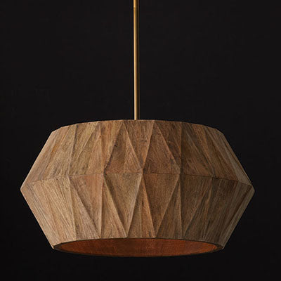 Nadeau Pendant – Handcrafted Mango Wood with Patinaed Brass Accents