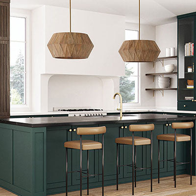 Nadeau Pendant – Handcrafted Mango Wood with Patinaed Brass Accents