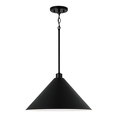 Alden Pendant – Matte Black Finish with Angled Metal Shade