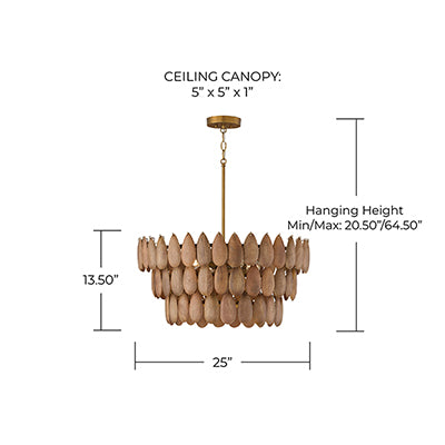 Ravi Small Pendant – Handcrafted Mango Wood with Patinaed Brass Finish