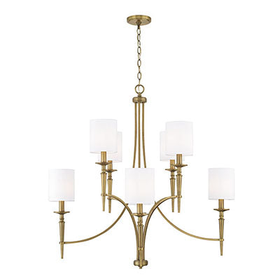 Abbie 8-Light Chandelier with Aged Brass Candlestick Detailing