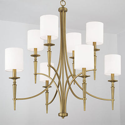 Abbie 8-Light Chandelier with Aged Brass Candlestick Detailing