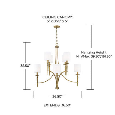 Abbie 8-Light Chandelier with Aged Brass Candlestick Detailing