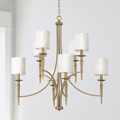 Abbie 8-Light Chandelier with Aged Brass Candlestick Detailing