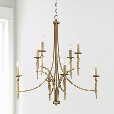 Abbie 8-Light Chandelier with Aged Brass Candlestick Detailing