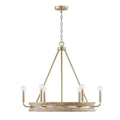 Finn Chandelier – Whitewashed Mango Wood and Matte Brass