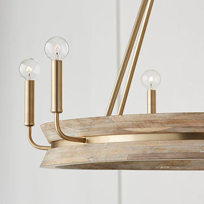 Finn Chandelier – Whitewashed Mango Wood and Matte Brass