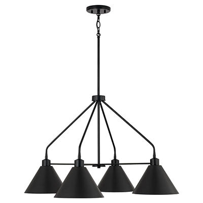 Alden 4-Light Chandelier – Matte Black with White Interior