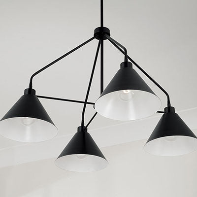 Alden 4-Light Chandelier – Matte Black with White Interior