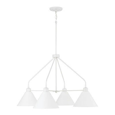 Alden 4-Light Chandelier – Matte Black with White Interior