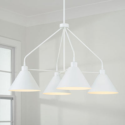 Alden 4-Light Chandelier – Matte Black with White Interior
