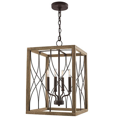 Tybee Lantern Foyer – Handcrafted Mango Wood & Metal in Distressed Finish