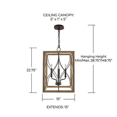 Tybee Lantern Foyer – Handcrafted Mango Wood & Metal in Distressed Finish