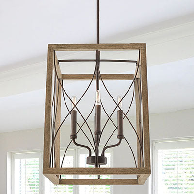 Tybee Lantern Foyer – Handcrafted Mango Wood & Metal in Distressed Finish