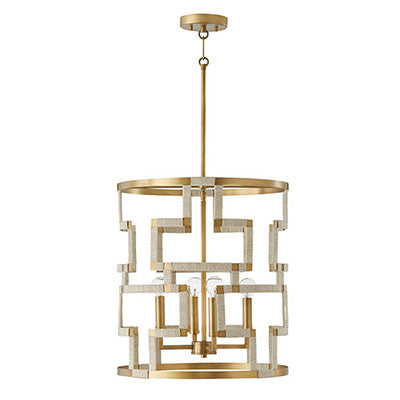 Hala 4-Light Foyer Chandelier – Hand-Wrapped Jute & Patinaed Brass