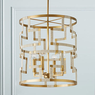 Hala 4-Light Foyer Chandelier – Hand-Wrapped Jute & Patinaed Brass