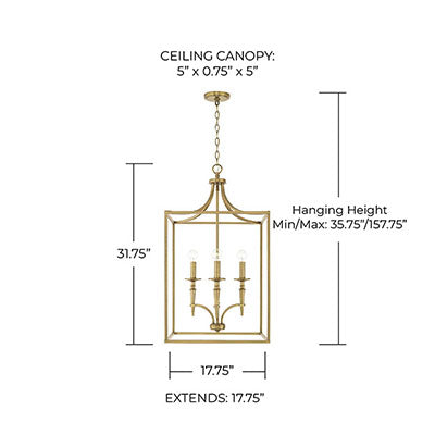 Abbie 4-Light Foyer in Aged Brass with Candlestick Detailing
